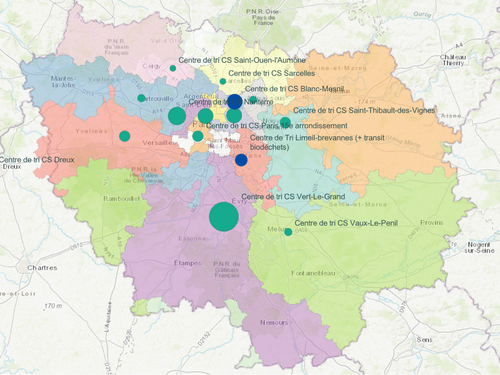 Les centres de tri des collectes sélectives multi-matériaux des ménages en Île-de-France