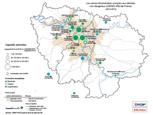 Les installations d’incinération des DMA au 1er janvier 2015